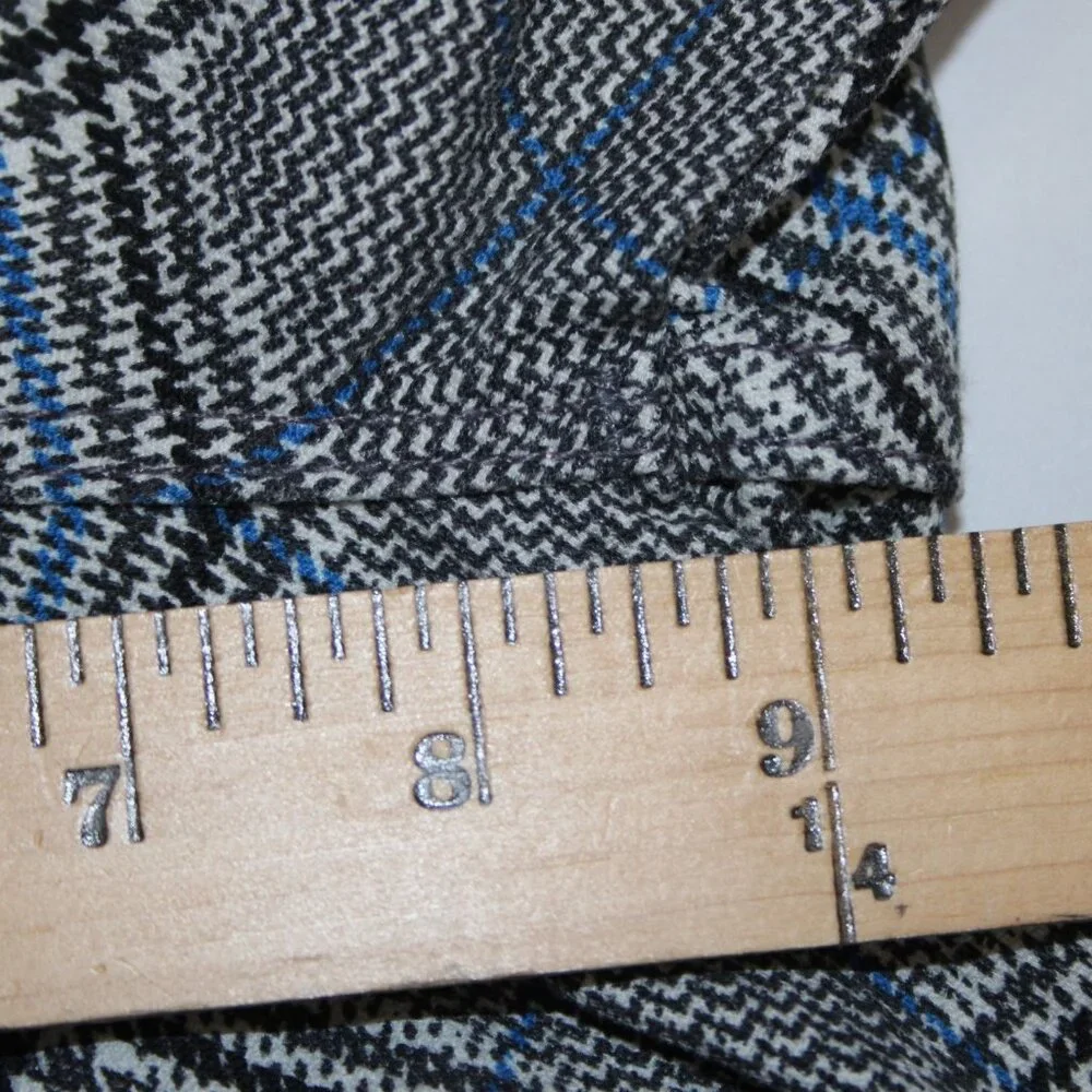 Mother Pant Sz 28 x 27 Black Blue White Striped Side Plaid Straight Cotton Pant - Picture 16 of 16